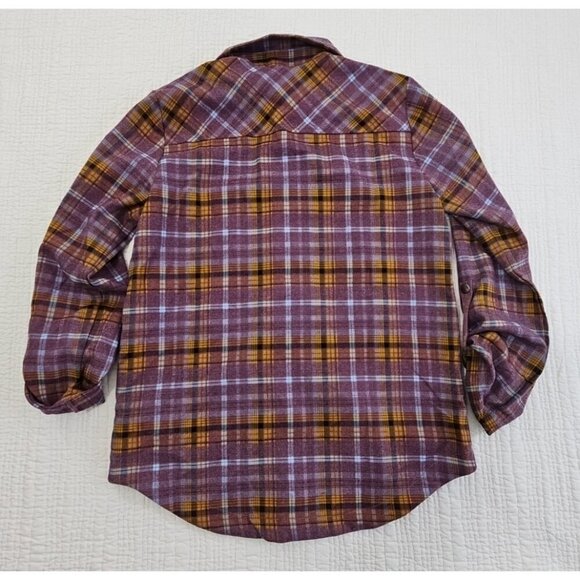 Mystree Shacket Women's Small Purple Brown Long Sleeve Snaps EUC LN Heavy Task - Picture 9 of 16